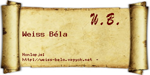 Weiss Béla névjegykártya